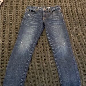 American Eagle Outfitters Blue Skinny Jeans with Vintage Fading